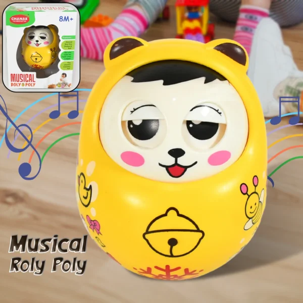 Musical Roly Poly Toys For Baby | Push And Shake Wobbling Toy With Music | Tumbler Doll Toy For Babies | Sound Balancing Doll Toys For Baby Boys, Girls 8+ Months Multicolor (1 Pc)-1935