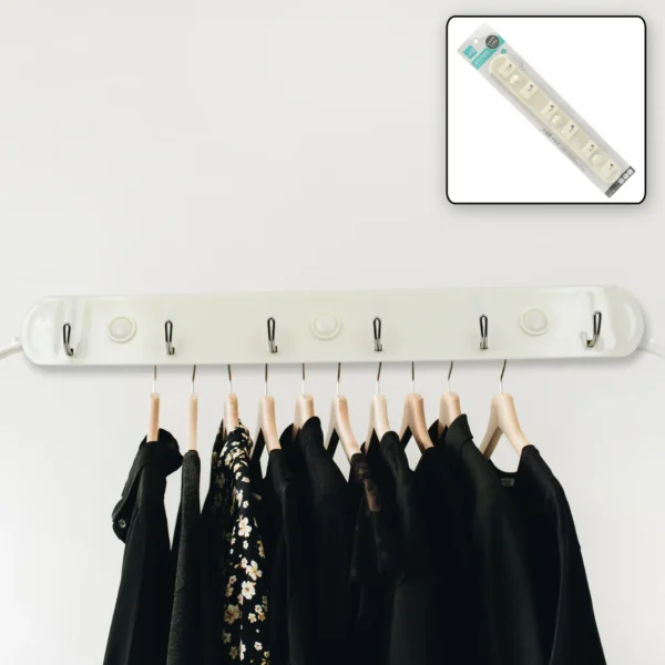 Multipurpose Hangers, Wall Door Hooks Rail For Hanging Clothes For Hanging Hook Rack Rail, Extra Long Coat Hanger Wall Mount For Clothes, Jacket, Hats, 6 Hook-4041