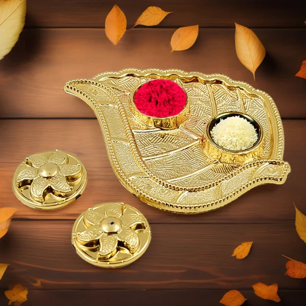 Leaf Shape Rakasha Bandhan Special Puja Thali (1 Pc)-5962