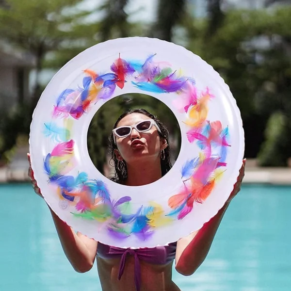 Swim Ring, For Adults, Conveniently Portable, Feathers, Swimming Ring, For Water Play, For Beaches, Swimming, Summer Vacation, Women's, Men's (1 Pc)-18037 - Image 2