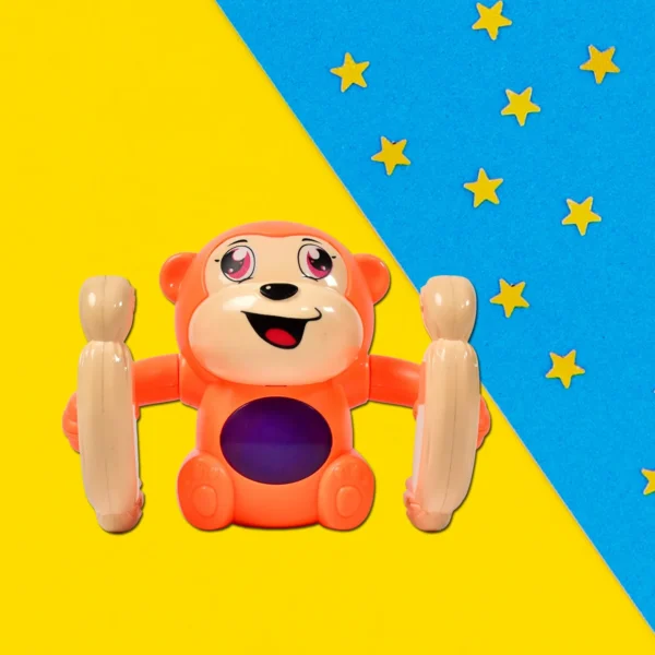 Naughty 360 Degree Rotation Dancing And Spinning Rolling Doll Tumble Monkey Toy Voice Control Banana Monkey With Musical Toy With Light And Sound Effects Monkey Toy ( Multi Color )-4517
