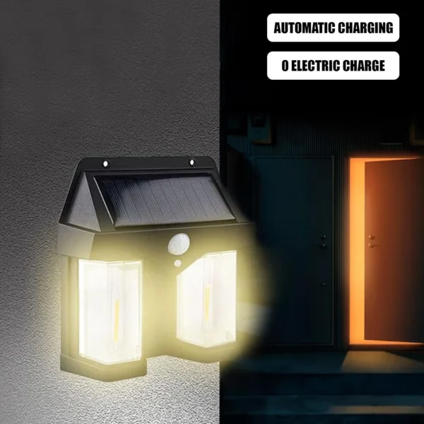 OUTDOOR SOLAR WALL LAMP OUTDOOR WATERPROOF HIGH QUALITY LAMP INDUCTION GARDEN LAMP GARDEN VILLA NIGHT LAMP DOUBLE LAMP LIGHT (1 PC) - Image 2