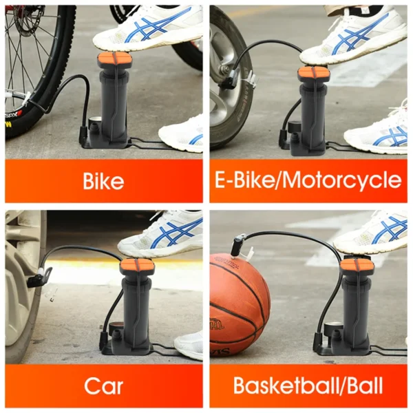 Portable Mini Foot Pump For Bicycle, Bike, And Car-0487 - Image 2