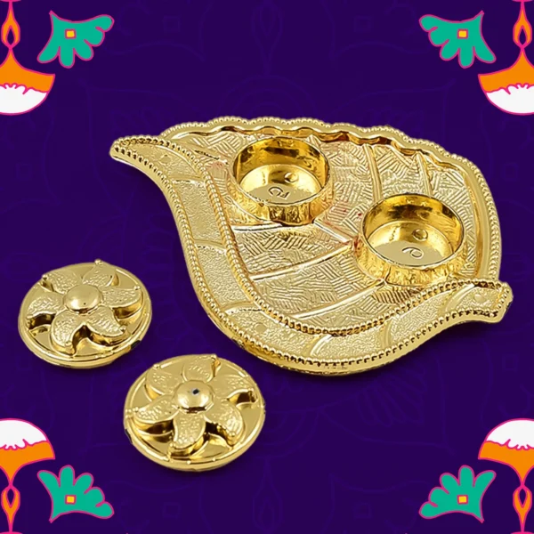 Leaf Shape Rakasha Bandhan Special Puja Thali (1 Pc)-5962 - Image 2