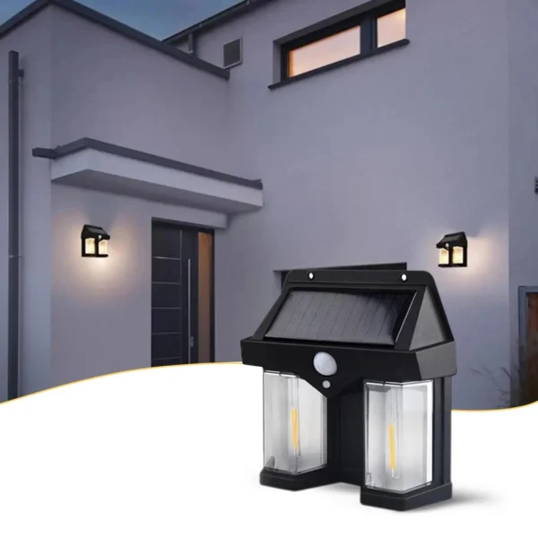 OUTDOOR SOLAR WALL LAMP OUTDOOR WATERPROOF HIGH QUALITY LAMP INDUCTION GARDEN LAMP GARDEN VILLA NIGHT LAMP DOUBLE LAMP LIGHT (1 PC) - Image 3