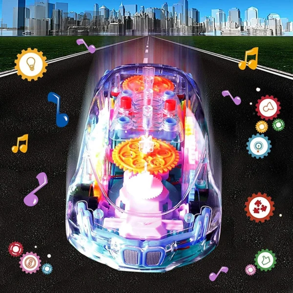 Automatic 360 Degree Rotating Transparent Gear Concept Car With Musical And 3D Flashing Lights Toy For Kids Boys & Girls (Multicolor / Battery Not Included)-17793 - Image 2