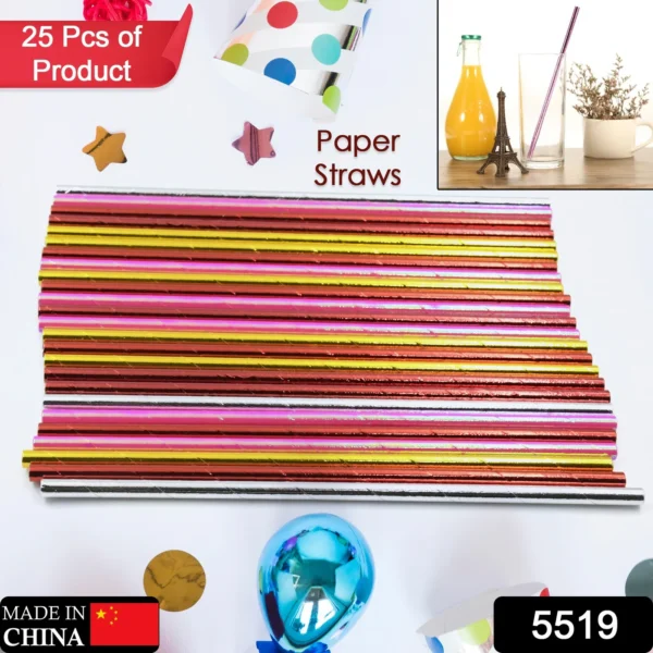 Home Paper Straws Durable & Eco-Friendly Colorful - Drinking Straws & Party Decoration Supplies, Adorable Solid Color Food Grade Paper Straws For Birthday, Wedding, Baby Shower Celebration (25 Pcs Set)-5519 - Image 2