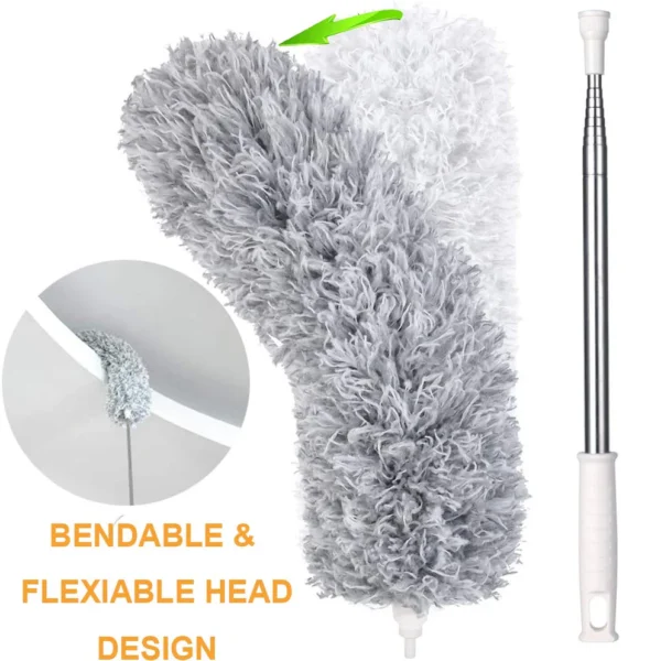 Microfiber Dusters For Cleaning, Telescoping Feather Duster With 100 Inches Extendable Handle Pole, Dusting Cleaning Tools For Cleaning High Ceiling, Ceiling Fan, Blinds, Cobwebs, Furniture, Cars-1279 - Image 2