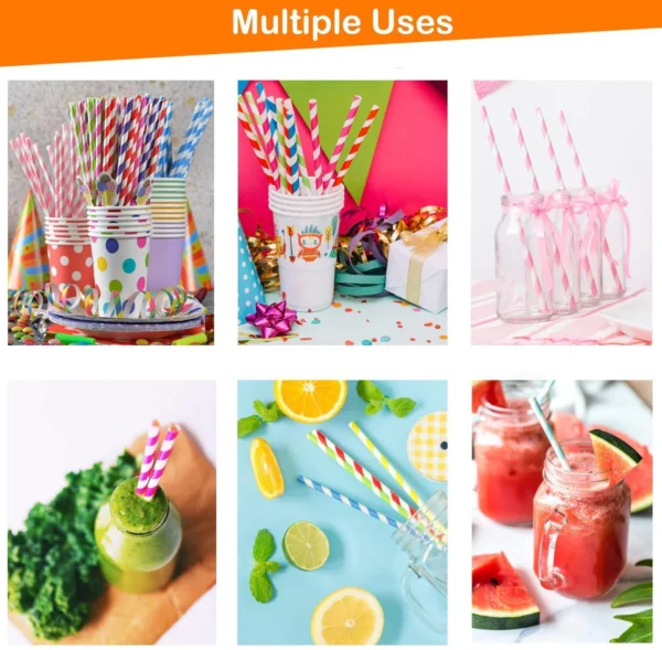 Home Paper Straws Durable & Eco-Friendly Colorful - Drinking Straws & Party Decoration Supplies, Adorable Solid Color Food Grade Paper Straws For Birthday, Wedding, Baby Shower Celebration (25 Pcs Set)-5519