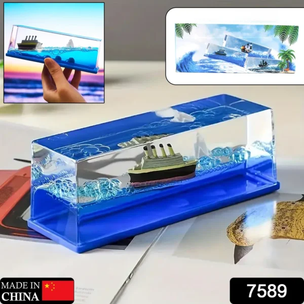 Car Interior Dashboard Decoration Floating Water Cruiser Ship Iceberg Ornament Car Interior Decoration For Birthday Gifts, Home Decor Suitable For Home Show Car Decoration, Gifts, Desk Or Paperweight-7589