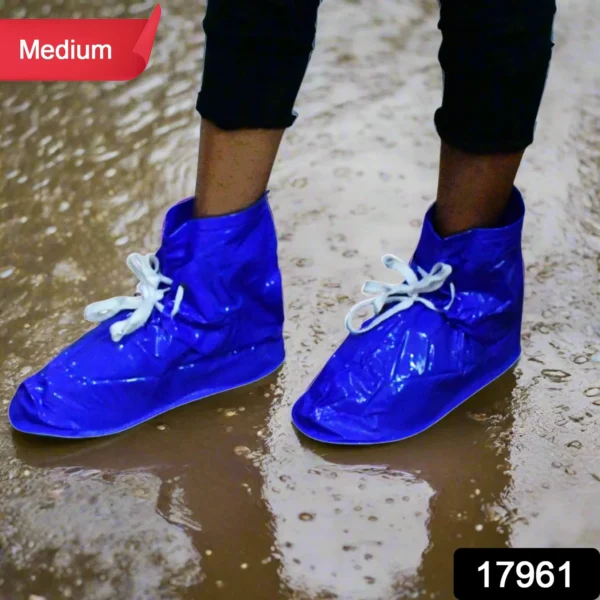 Plastic Shoes Cover Reusable Anti-Slip Boots Zippered Overshoes Covers & Shoe Laces Waterproof Snow Rain Boots For Kids / Adult Shoes, For Rainy Season (1 Pair)-17755