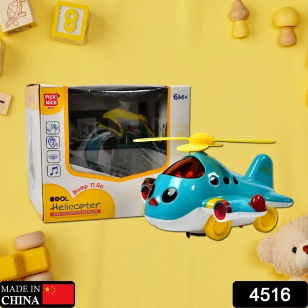 Helicopter Airplane Musical Toy Toddlers With Lights, Electronic Moving Cool Aeroplane, Baby Development Toys Plane For 6-18 Month Old Gift To Encourage Crawling-4516 - Image 2