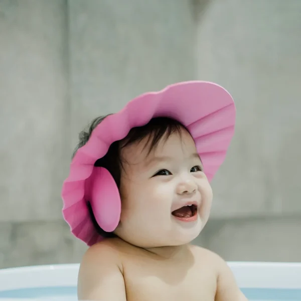 Adjustable Safe Soft Bathing Baby Shower Hair Wash Cap for Children, Baby Bath Cap Shower Protection for Eyes and Ear,-037B